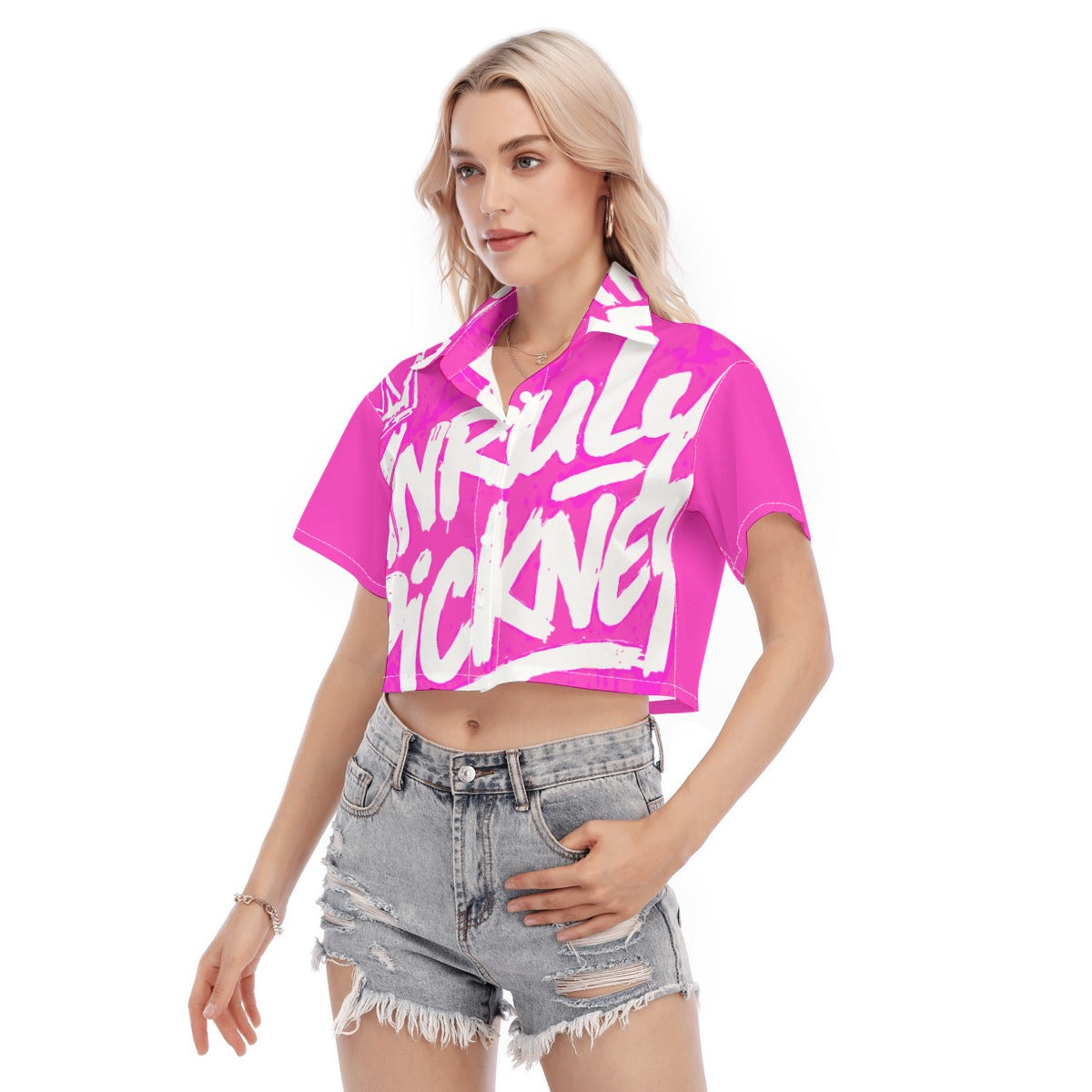 Unruly Pickney Women’s All-Over Print Cropped Shirt