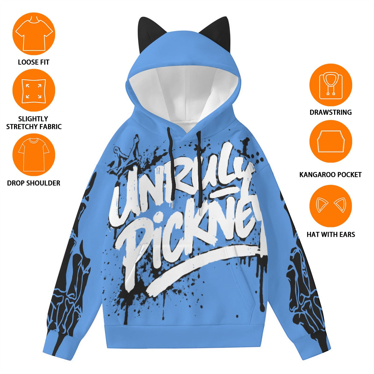 UNRULY PICKNEY “WILD BLUE” Cat-Ear Hoodie