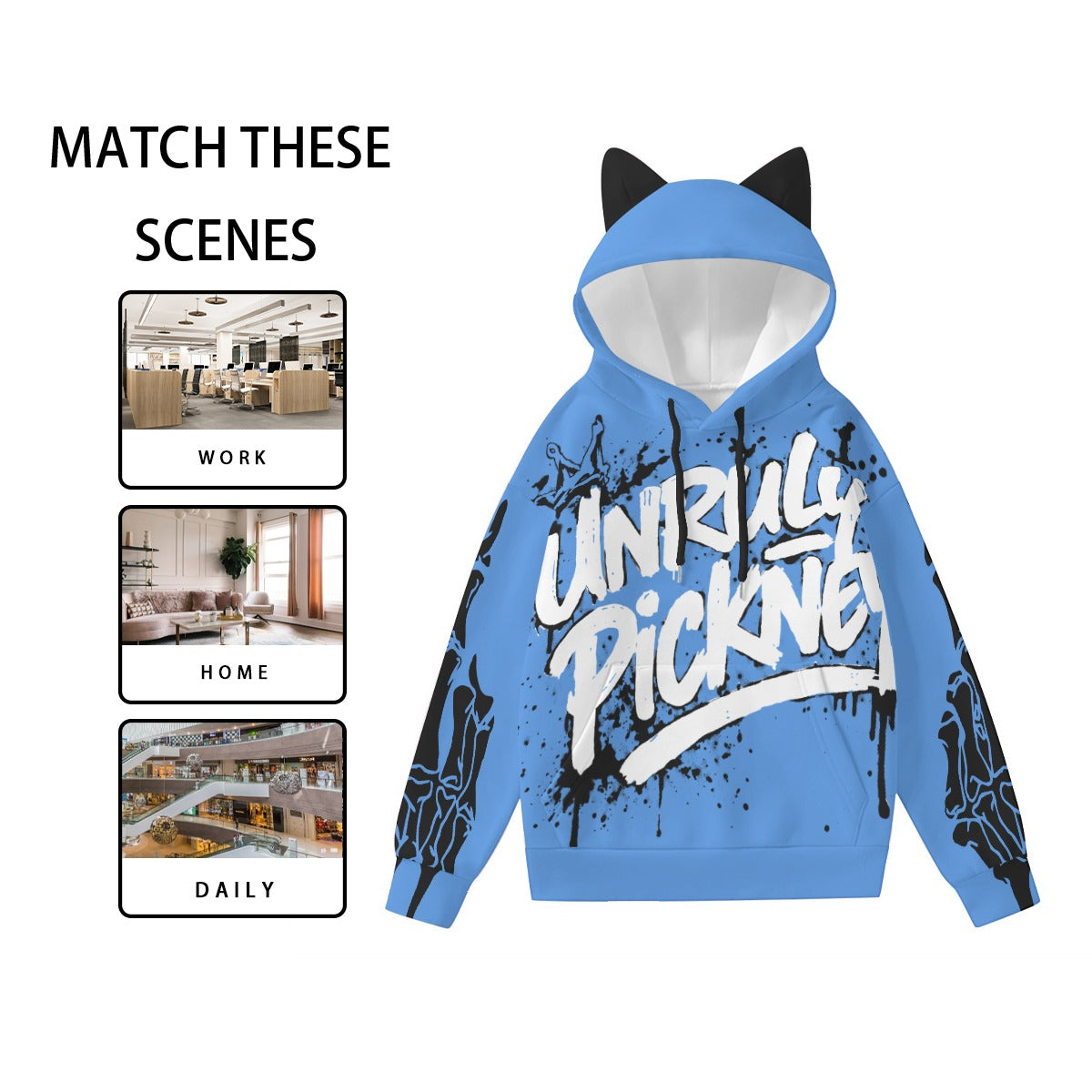 UNRULY PICKNEY “WILD BLUE” Cat-Ear Hoodie