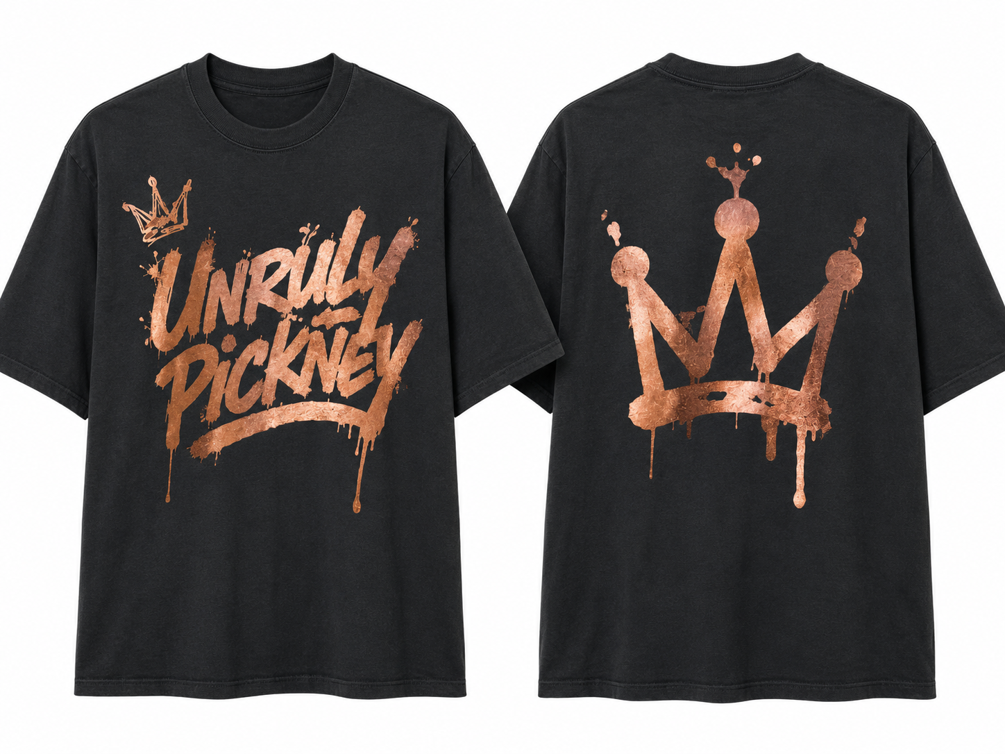 Unruly Pickney Signature Tee – White (Rose Gold)
